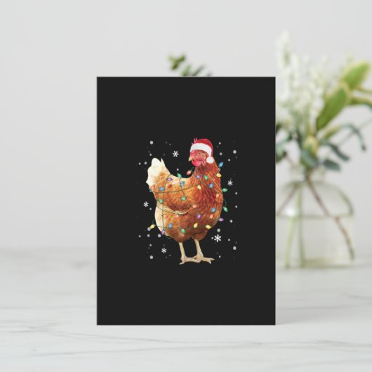 Kip-kerstboomlampjes — Santa Hat Funny Xmas Kaart (Staand voorkant)