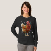 Kip-kerstboomlampjes — Santa Hat Funny Xmas T-shirt (Voorkant volledig)