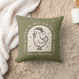 Kip Kerstdag boerderij huisje groen Kussen