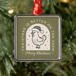 Kip Kerstdag boerderij huisje groen Metalen Ornament