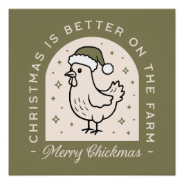 Kip Kerstdag boerderij huisje groen Perfect Poster