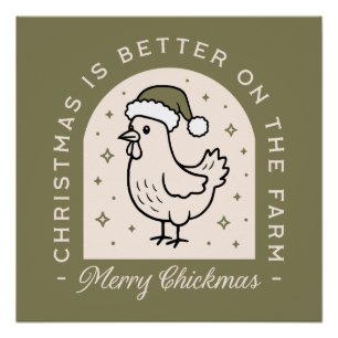Kip Kerstdag boerderij huisje groen Perfect Poster