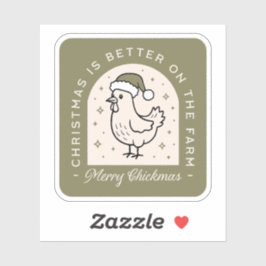 Kip Kerstdag boerderij huisje groen Sticker
