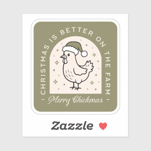 Kip Kerstdag boerderij huisje groen Sticker (Vel)