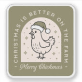 Kip Kerstdag boerderij huisje groen Sticker (Voorkant)
