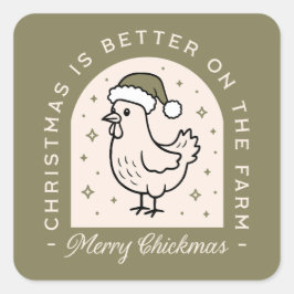 Kip Kerstdag boerderij huisje landelijk groen Vierkante Sticker