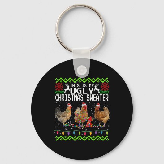 Kip Kerstdag Dit Is Mijn Lelijke Trui Grappig Sleutelhanger (Voorkant)