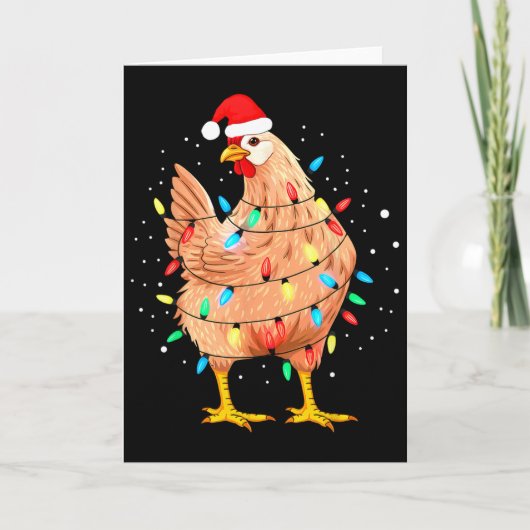 Kip Kerstlichten Boerderijdier Grappige Kerstmis M Kaart (Voorkant)