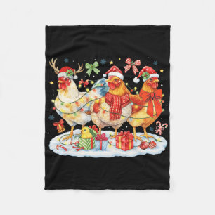 Kip Kerstlichtjes Kerstmannenhoeden Rendieren Grap Fleece Deken