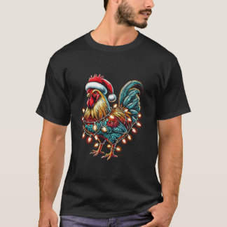 Kip Kerstman Hoed Kerstverlichting Boer Xmas T-shirt