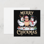 Kip Kerstman Santa Hoed Prettig Kerstfeest Boerder Feestdagenkaart (Voorkant / Achterkant)