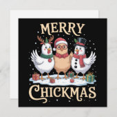 Kip Kerstman Santa Hoed Prettig Kippmis Boerderij Feestdagenkaart (Voorkant / Achterkant)