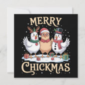 Kip Kerstman Santa Hoed Prettig Kippmis Boerderij Feestdagenkaart (Voorkant)