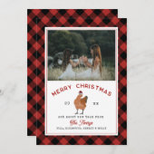 Kip Kerstmis geruite foto Feestdagenkaart (Voorkant / Achterkant)