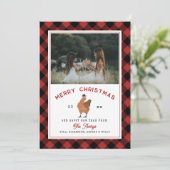 Kip Kerstmis geruite foto Feestdagenkaart (Staand voorkant)