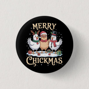 Kip Kerstmis Kerstman Hoed Prettig Kerstfeest Boer Ronde Button 3,2 Cm