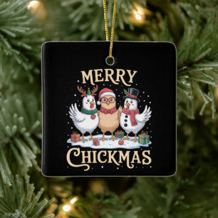 Kip Kerstmis Kerstman Hoed Prettig Kippmis Boerder Keramisch Ornament