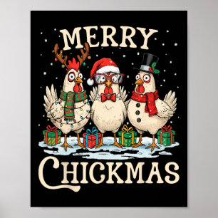 Kip Kerstmis Kerstman Hoed Vrolijke Kippmis Kerst Poster