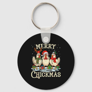 Kip Kerstmis Kerstman Hoed Vrolijke Kipstmas Xmas Sleutelhanger