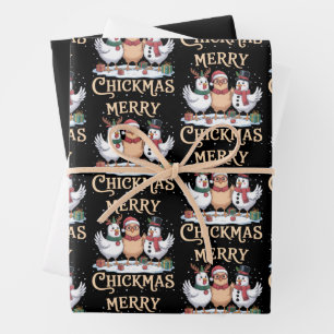 Kip Kerstmis Sinterklaas Hoed Vrolijke Kippmis Boe Inpakpapier Vel