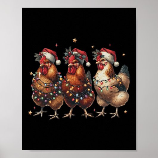  Kip Kerstverlichting Boerderij Dier Schattige Poster (Voorkant)