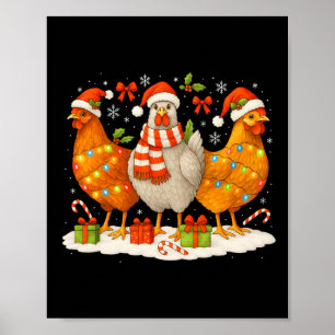 Kip Kerstverlichting Kerstmannenhoeden Rendieren G Poster