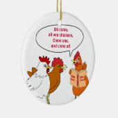 Kip-kerstversiering zingende carolen op maat keramisch ornament (Rechts)