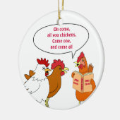 Kip-kerstversiering zingende carolen op maat keramisch ornament (Links)