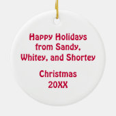 Kip-kerstversiering zingende carolen op maat keramisch ornament (Achterkant)