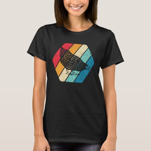 Kip Kip Boerderij Dier Retro T-shirt (Voorkant)