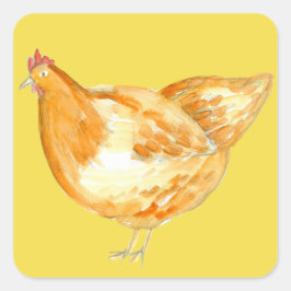 Kip Kip Geel Vierkante Sticker