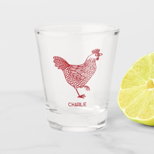 Kip Kip Gepersonaliseerd Shot Glas (Voorkant)