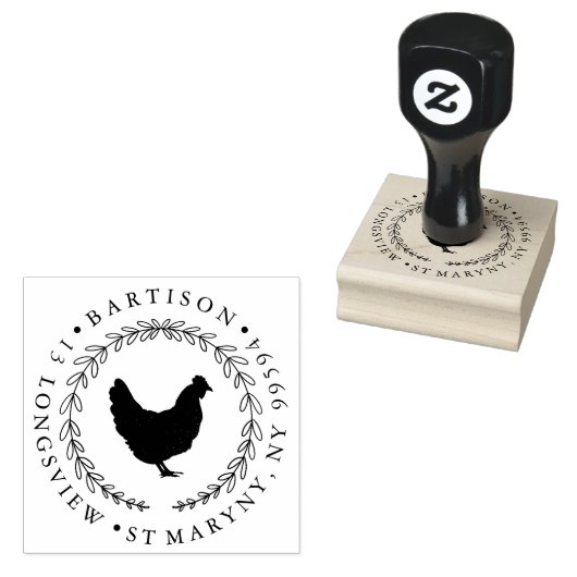 Kip kip zakelijk ADRES Rubber Stempel (Gestempeld)