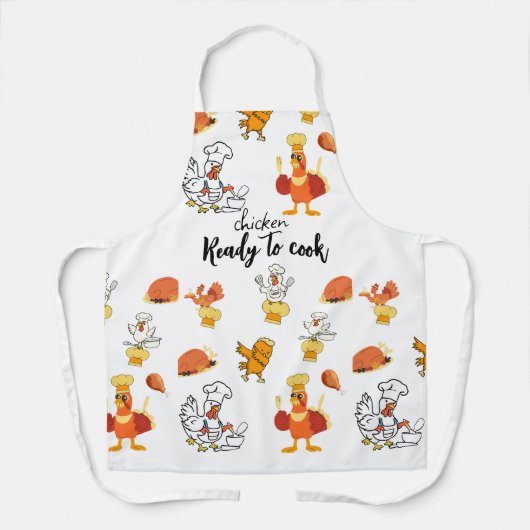 Kip klaar om grappig te koken schort (Voorkant)