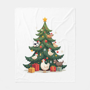 Kip Koe Geit Paard Boerderij Dier Boer Kerstmis Fleece Deken