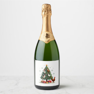 Kip Koe Geit Paard Boerderij Dier Boer Kerstmis Sparkling Wijnetiket