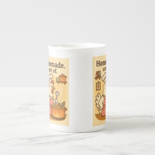 Kip Koken Soep - Grappig Keuken Hen Design Porselein Kop (Voorkant)