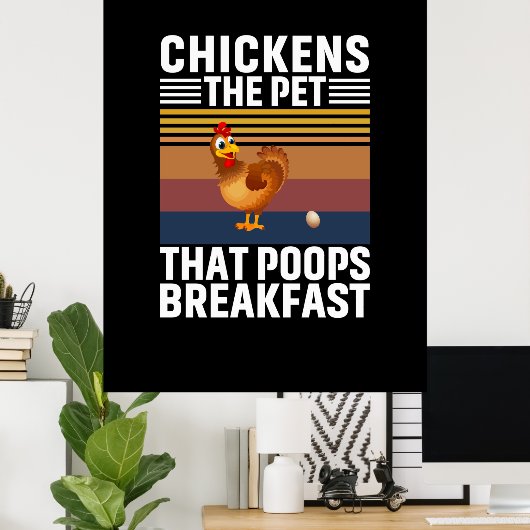 Kip-kunst breekt het eten uit poster (Thuiskantoor)