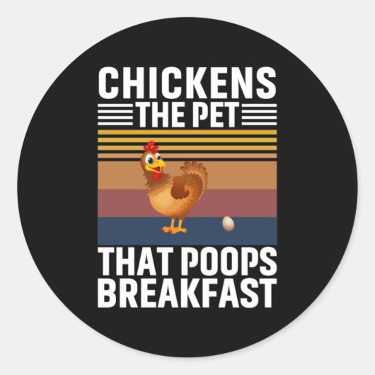 Kip-kunst breekt het eten uit ronde sticker (Voorkant)