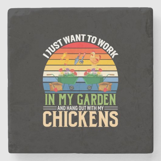 Kip-kunst en -hengel met mijn kippen stenen onderzetter (Voorkant)