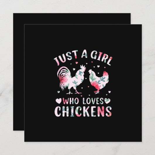 Kip Kunst Meisje Dat Van Kippen Houdt Feestdagenkaart (Voorkant / Achterkant)