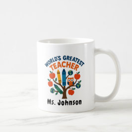 Kip leraar met bril grading papier koffiemok