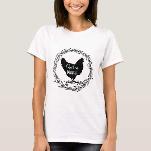 Kip mama decoratieve krans t-shirt (Voorkant)