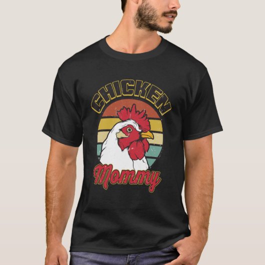 Kip mama retro stijl kip t-shirt (Voorkant)