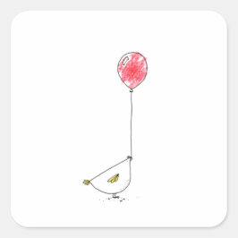 Kip met ballonnetjes vierkante sticker
