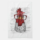 Kip met bandana hoofdband en bril schattig theedoek (Verticaal)