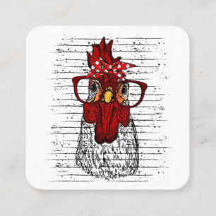 Kip met bandana hoofdband en bril schattig vierkante visitekaartje