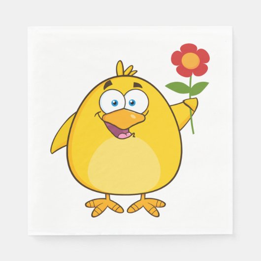 Kip met een bloem papier servetten (Voorkant)