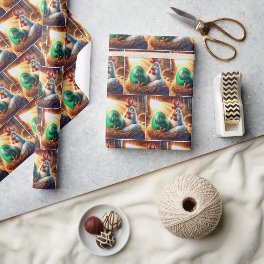 Kip Met Een Groen Ei Cadeaupapier (Crafts)