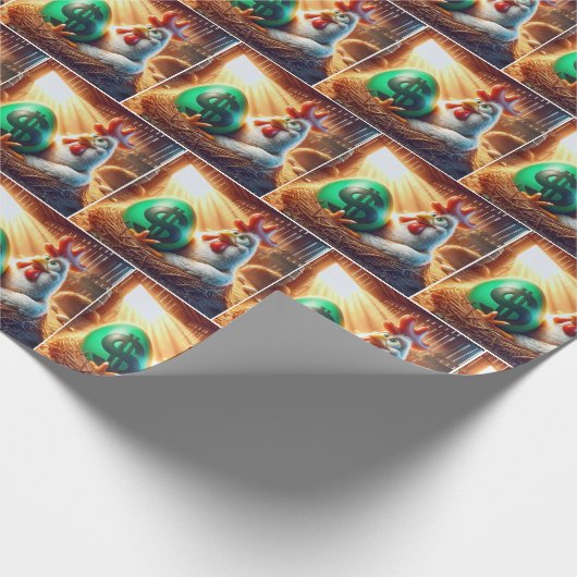 Kip Met een Groene Ei Cadeaupapier (Hoek)